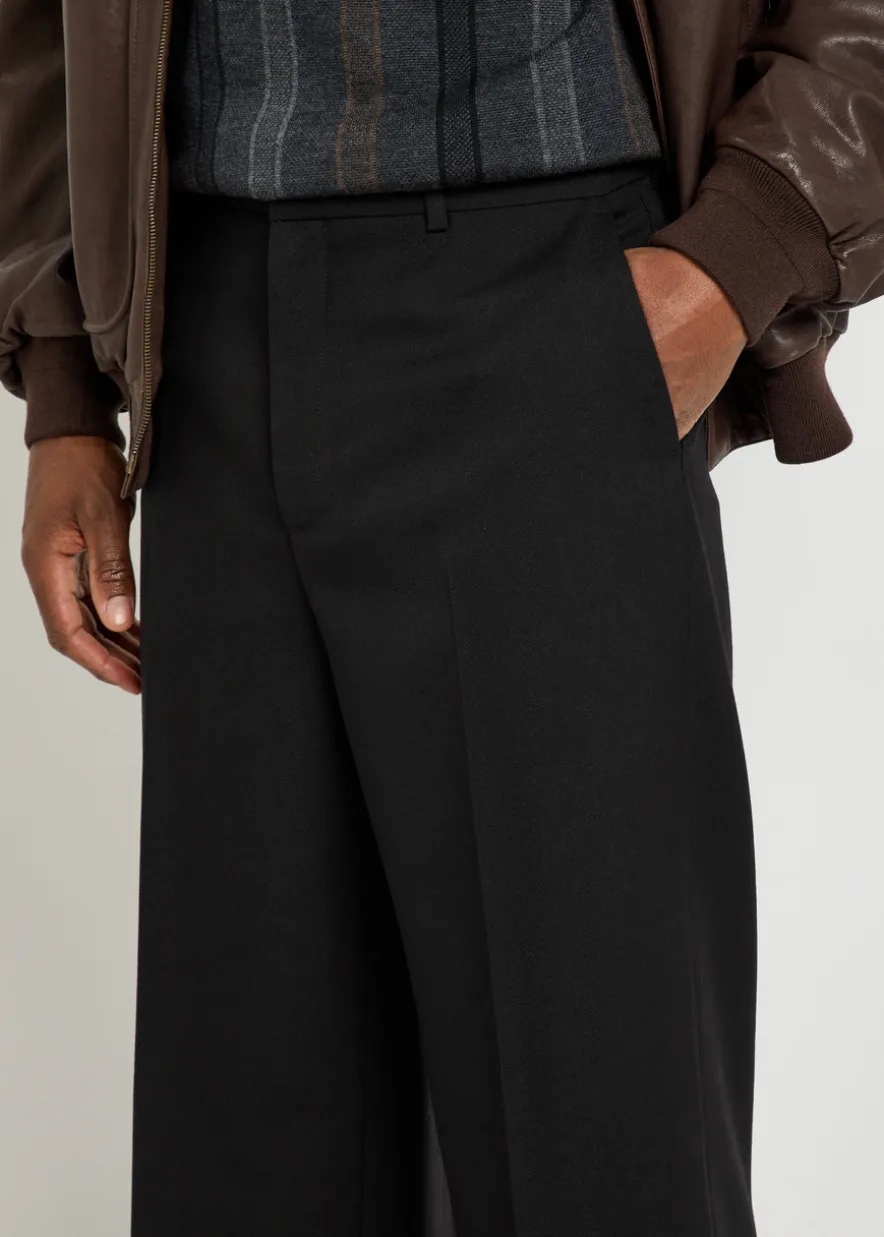 Straight-leg wool trousers