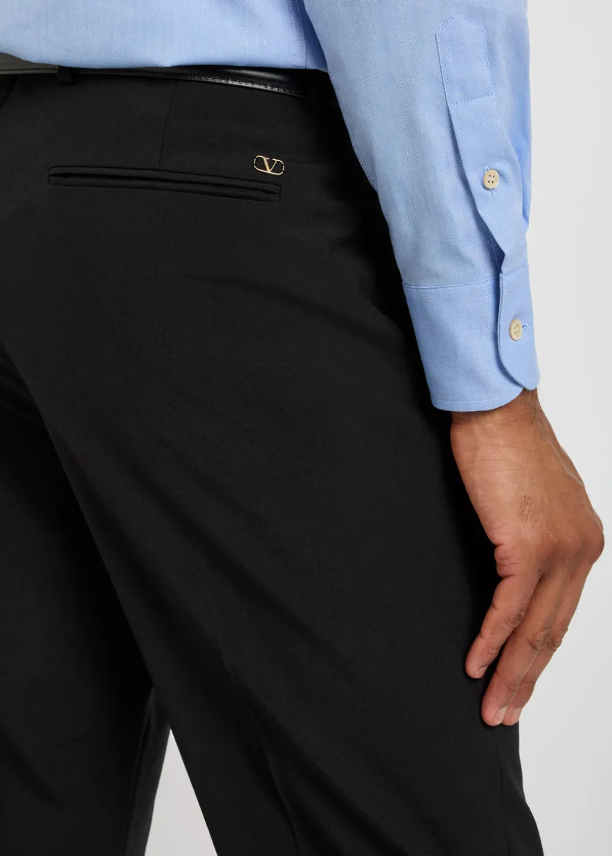 Straight-leg wool trousers