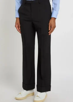 Straight-leg wool trousers