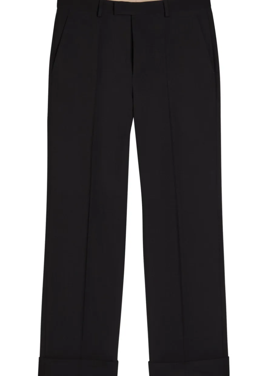 Straight-leg wool trousers