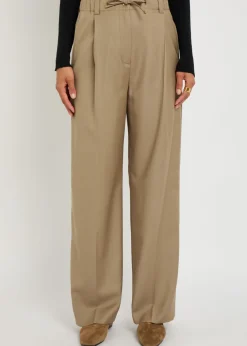 Straight-leg wool trousers