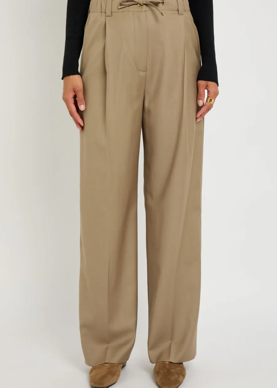 Straight-leg wool trousers