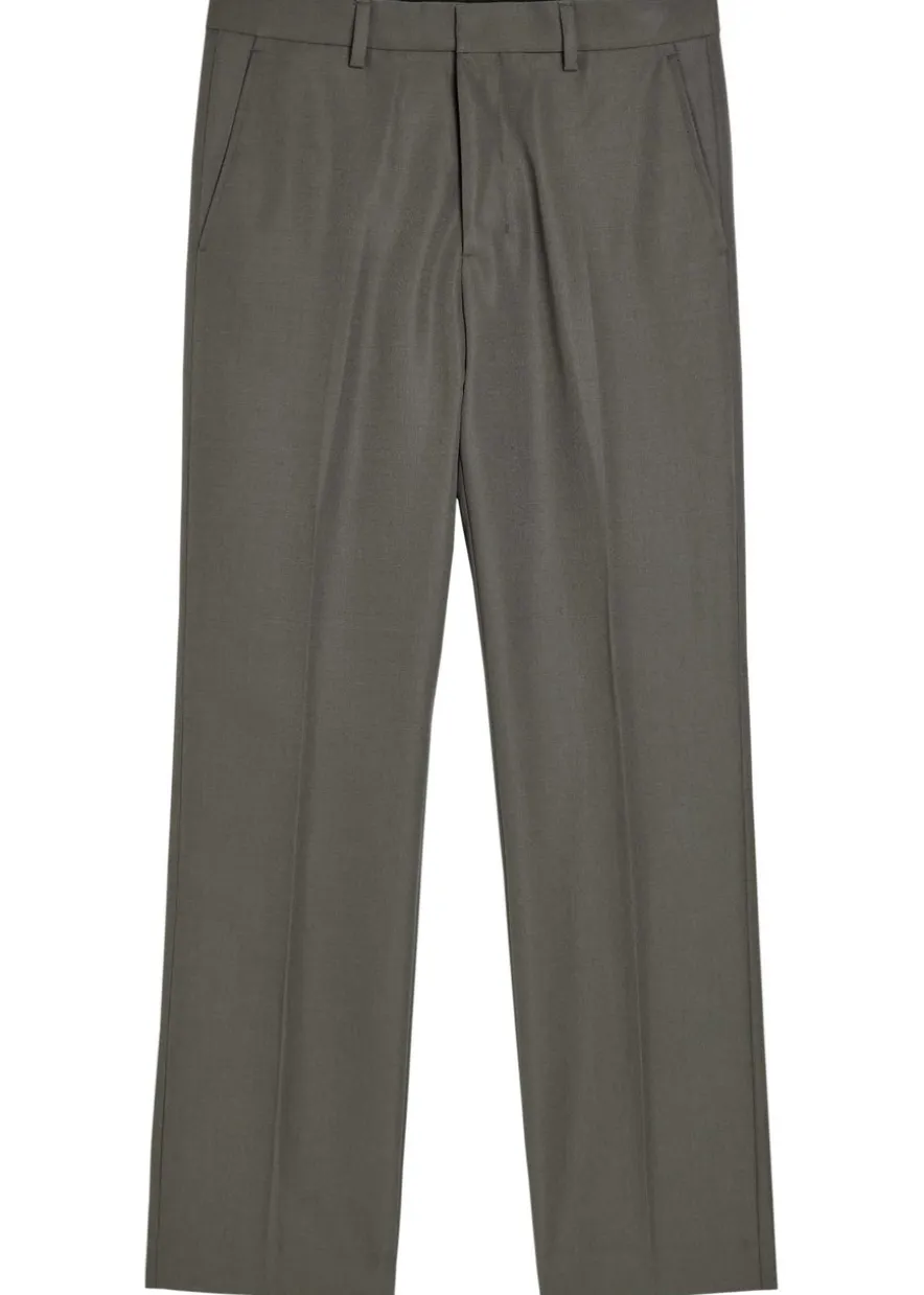 Straight-leg wool trousers