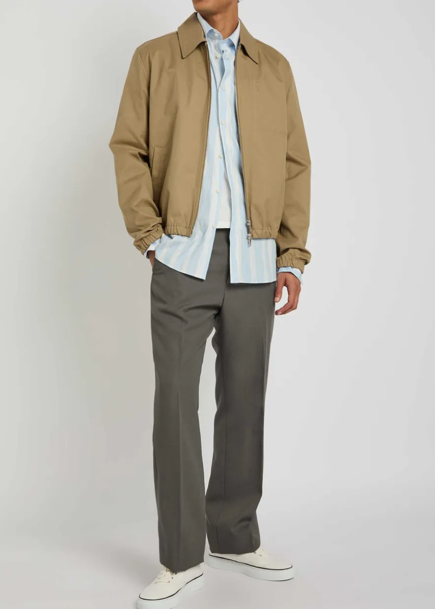 Straight-leg wool trousers