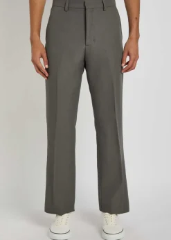 Straight-leg wool trousers