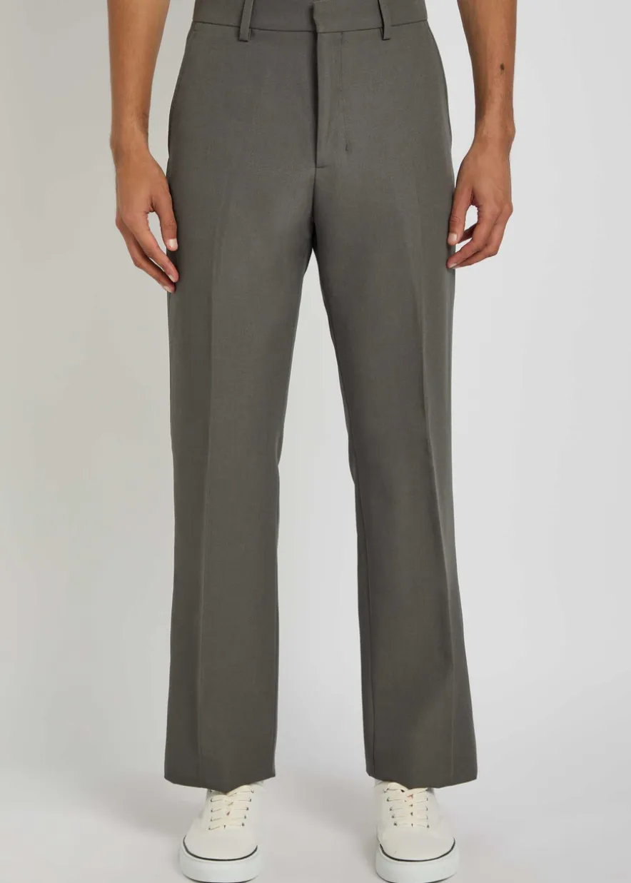 Straight-leg wool trousers
