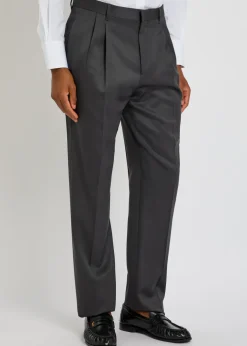 Straight-leg wool trousers