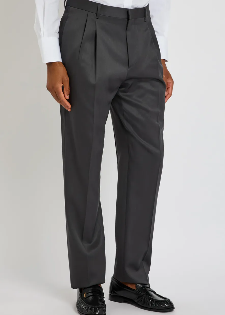 Straight-leg wool trousers
