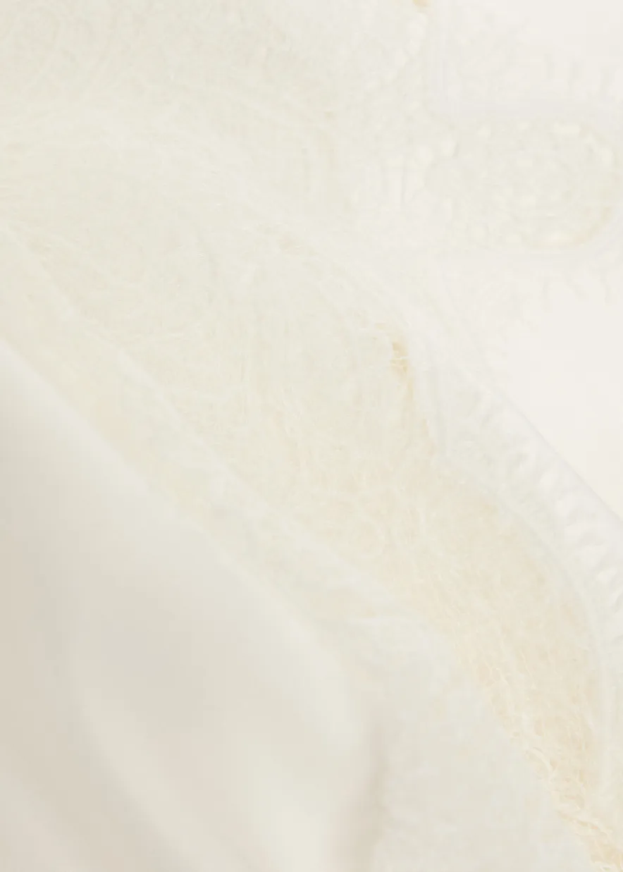 Stratus high-neck lace satin maxi dress