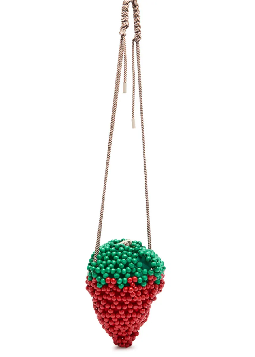 Strawberry mini bead cross-body bag