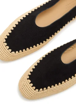 Strength raffia and suede flats