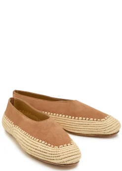 Strength raffia and suede flats