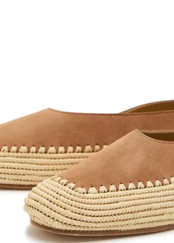 Strength raffia and suede flats