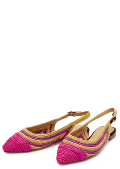 Strength striped raffia slingback flats