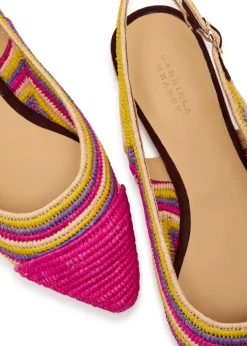 Strength striped raffia slingback flats