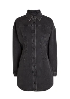 Stretch-denim mini dress