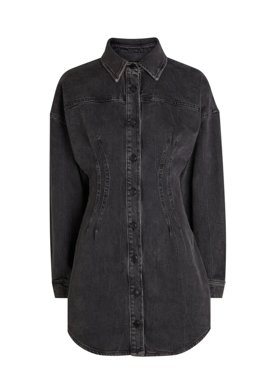 Stretch-denim mini dress