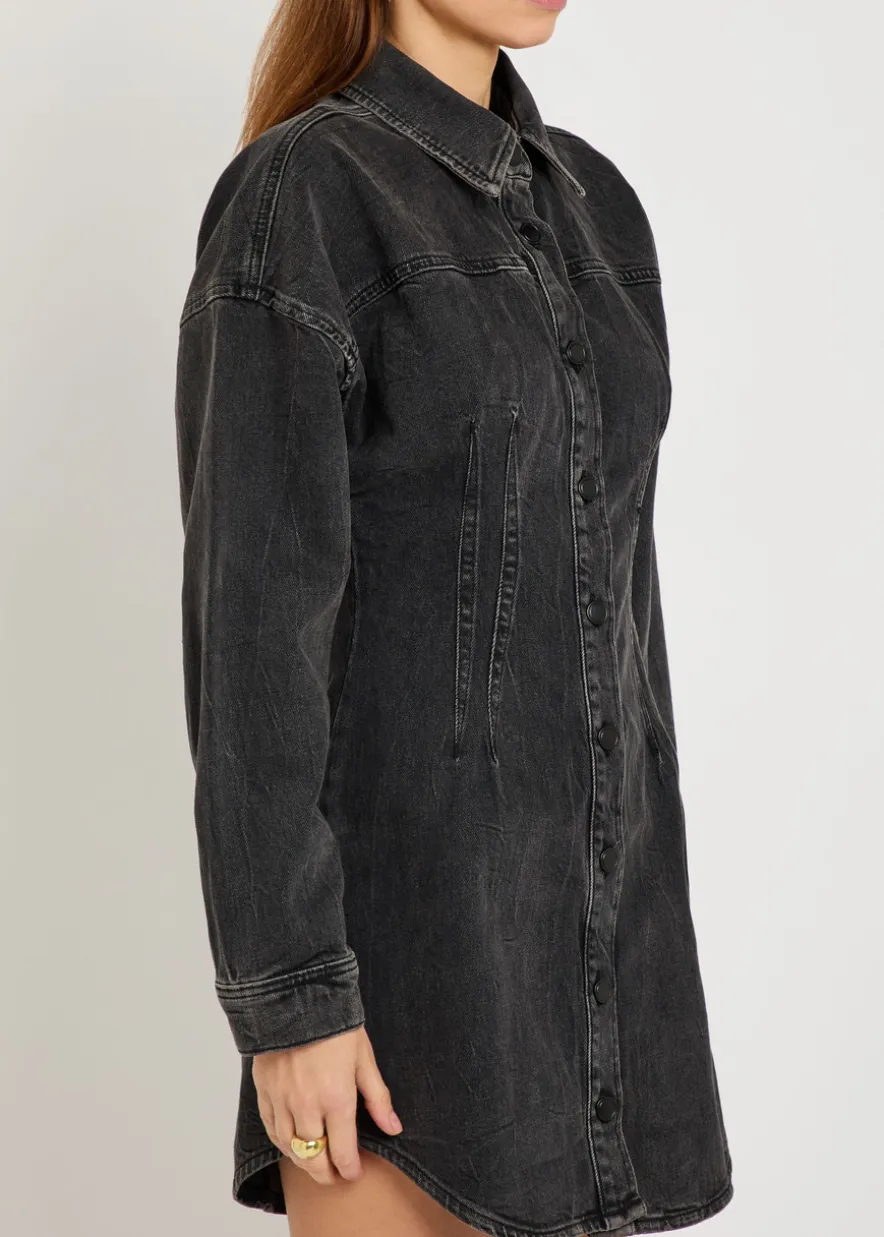 Stretch-denim mini dress