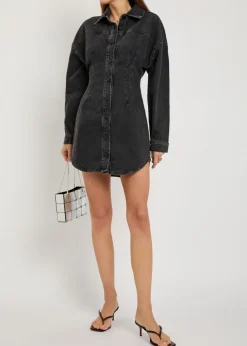 Stretch-denim mini dress