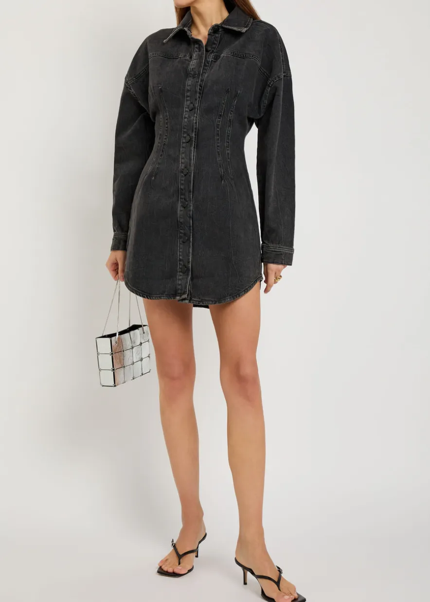 Stretch-denim mini dress
