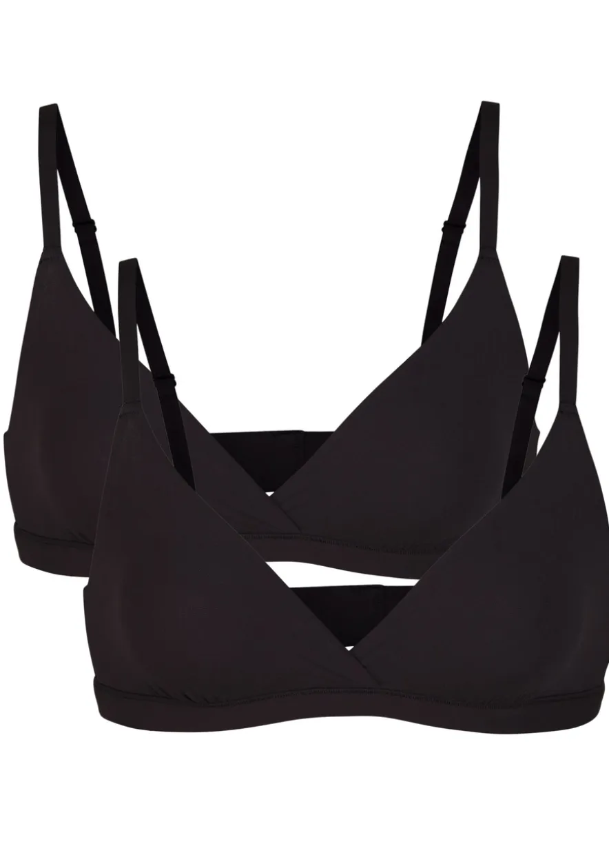 Stretch-jersey crossover bralette - set of two