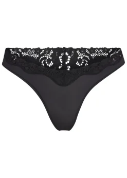 Stretch-jersey lace trim thong