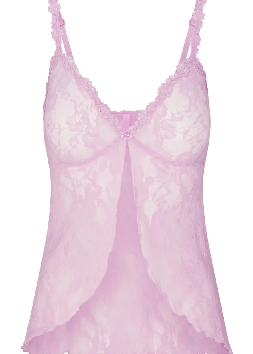 Stretch-lace babydoll top