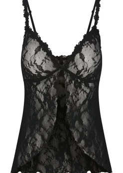 Stretch-lace babydoll top