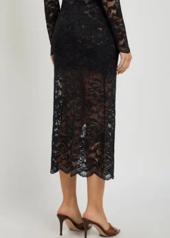 Stretch-lace midi skirt