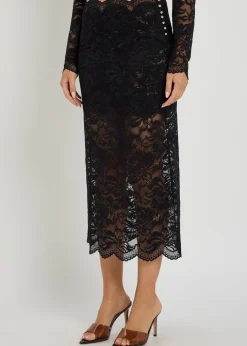 Stretch-lace midi skirt
