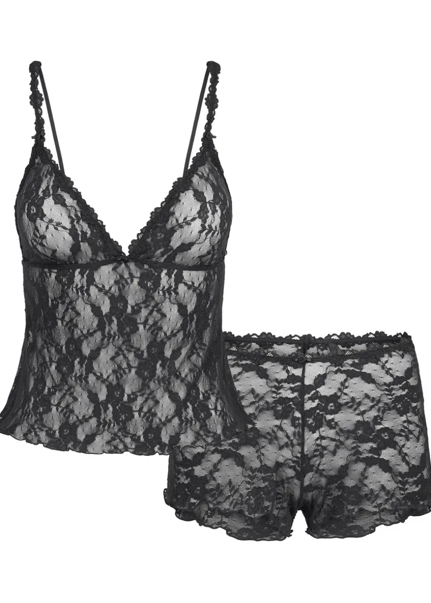 Stretch-lace triangle cami and short set