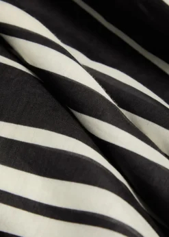 Striped belted cotton-blend kaftan dress
