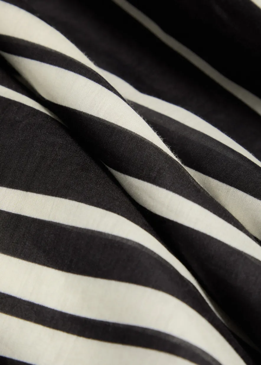 Striped belted cotton-blend kaftan dress