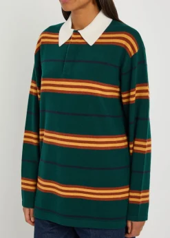 Striped cashmere polo jumper