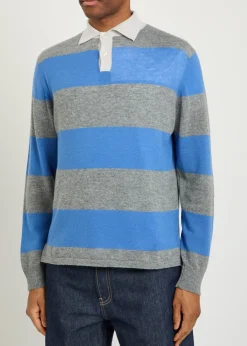 Striped cashmere rugby top
