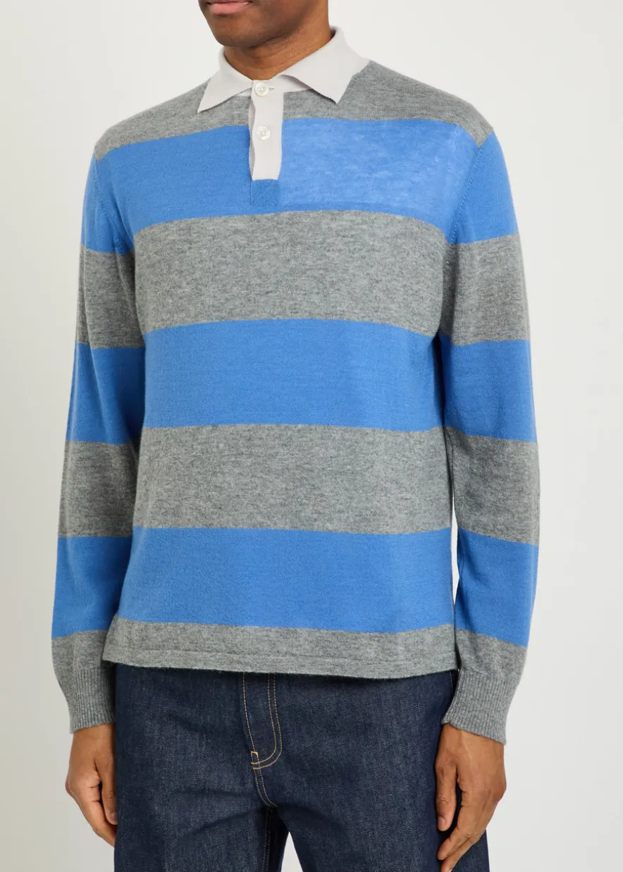 Striped cashmere rugby top