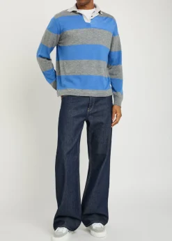 Striped cashmere rugby top