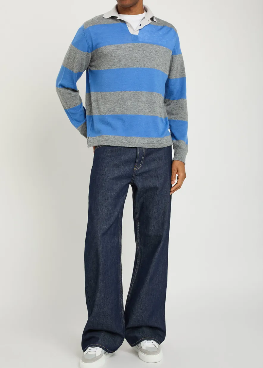 Striped cashmere rugby top