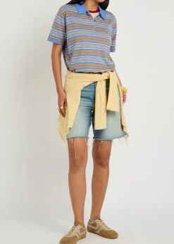 Striped cotton and cashmere-blend polo shirt