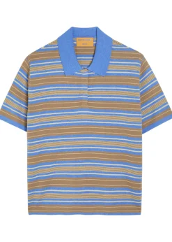 Striped cotton and cashmere-blend polo shirt