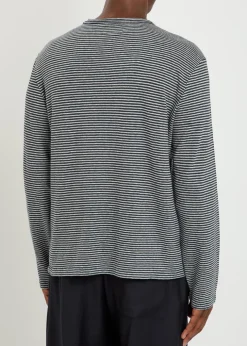 Striped cotton and linen-blend T-shirt