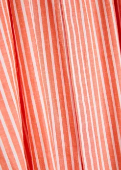 Striped cotton-blend midi shirt dress