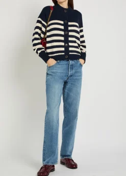 Striped cotton cardigan