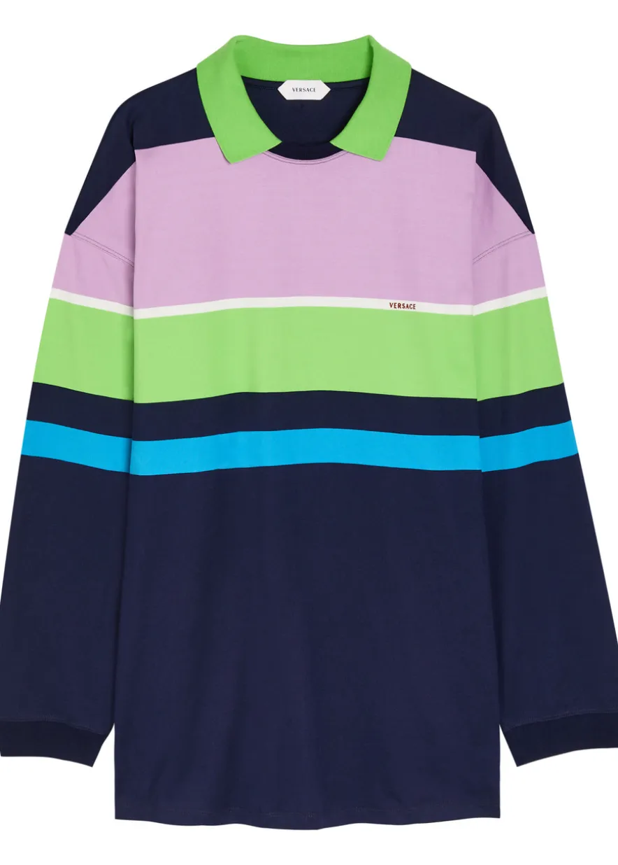 Striped cotton mini sweatshirt dress