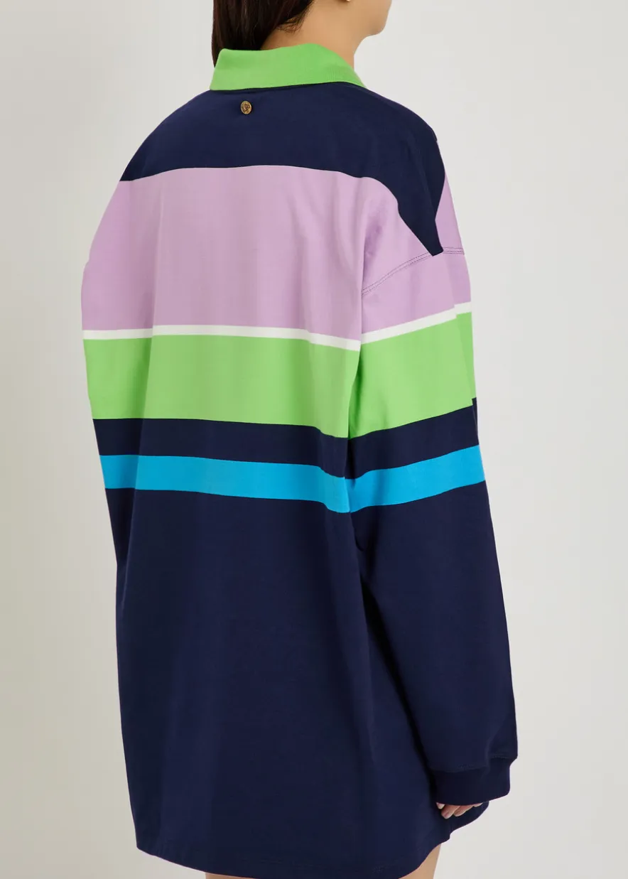 Striped cotton mini sweatshirt dress