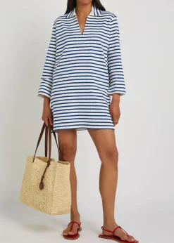 Striped cotton mini tunic dress