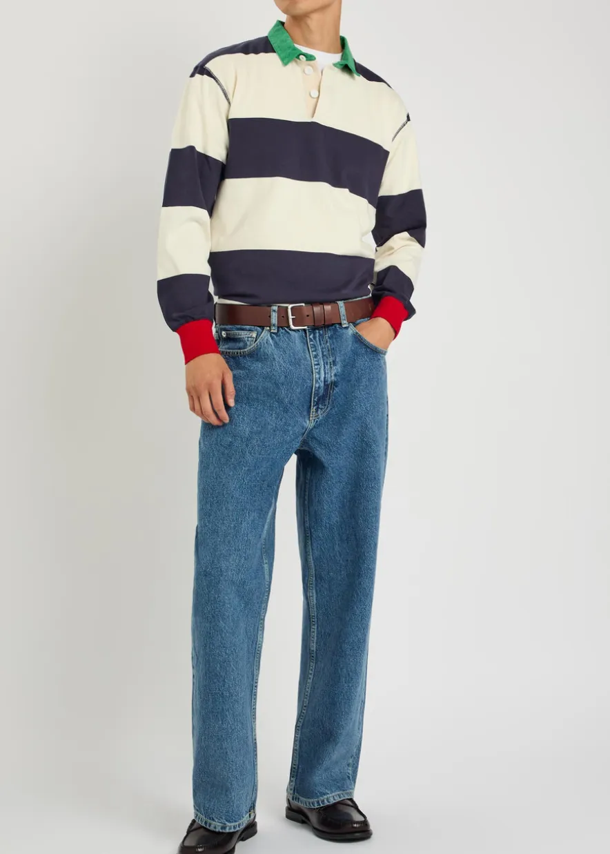 Striped cotton polo rugby top