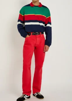 Striped cotton polo sweatshirt