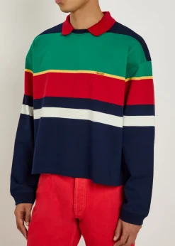 Striped cotton polo sweatshirt