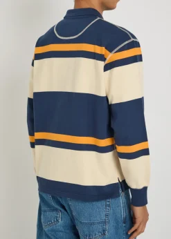 Striped cotton polo sweatshirt
